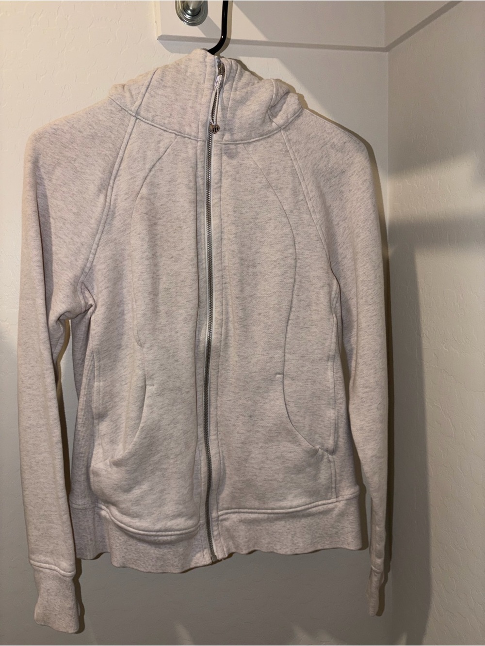 Lululemon Light Heather Gray scuba hoodie